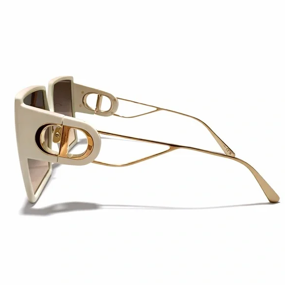Dior Cream and Gold Square Sunglasses with Case - Picture 4 of 6